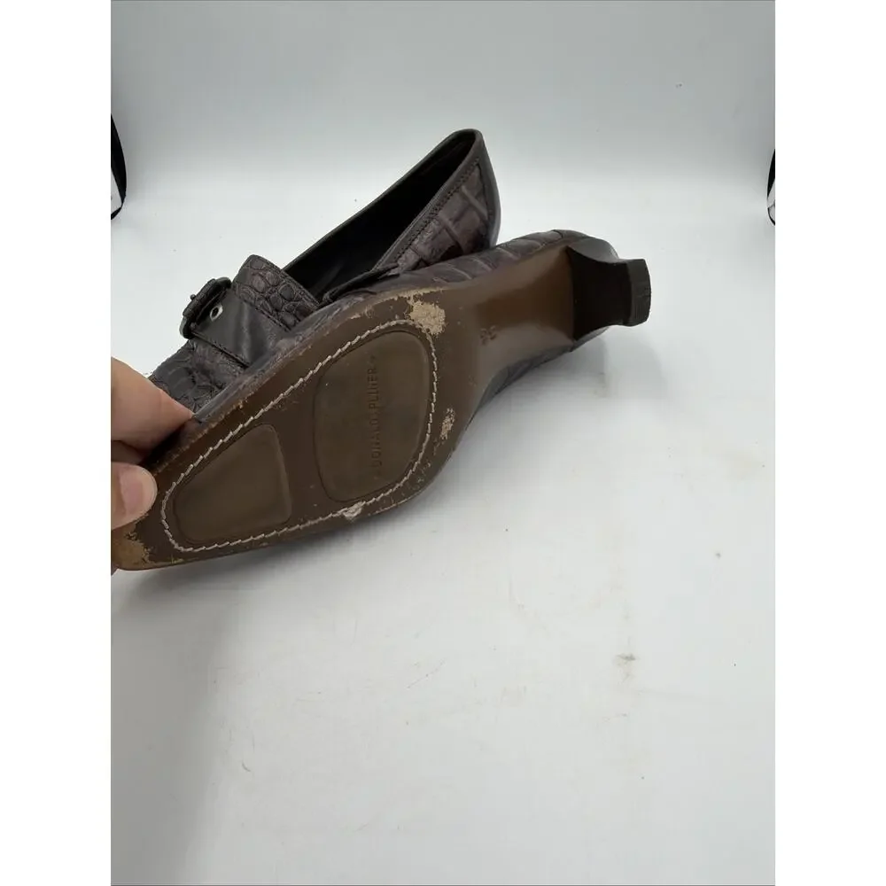 Donald Pliner Red Gator Leather Brown Shoe Heel 10 M